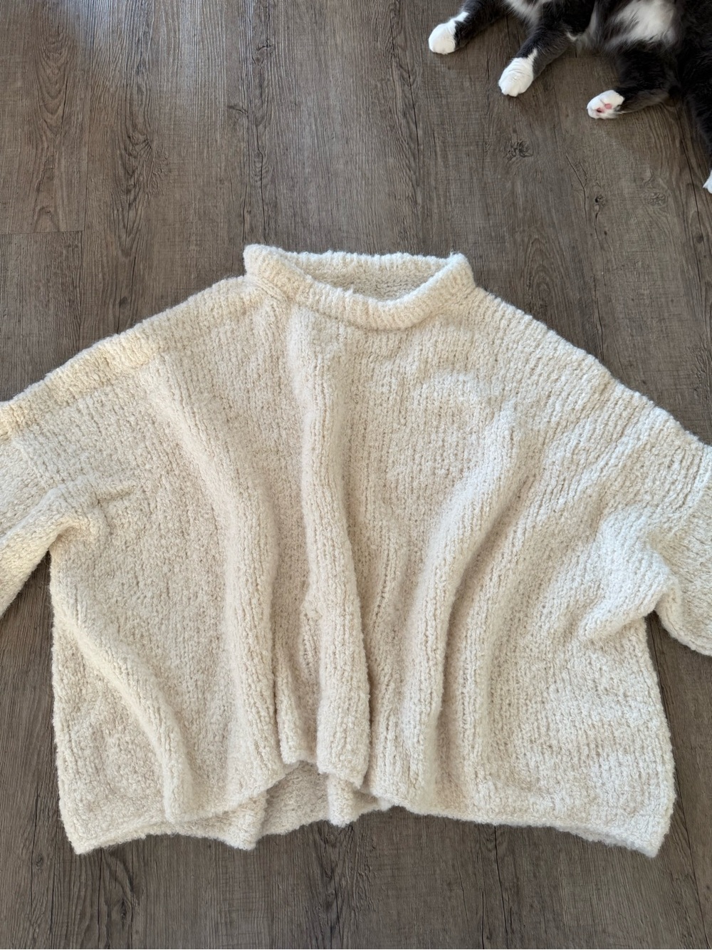 Cozy Cream boucle alpaca wool Mock-Neck Women's Sweater